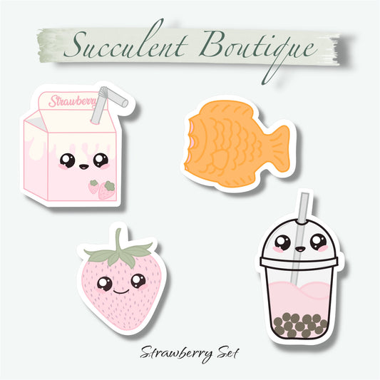 Kawaii Strawberry Theme Sticker Set