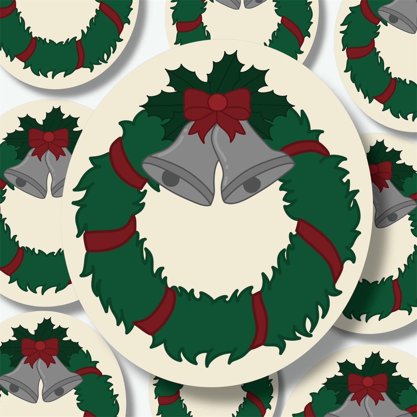 Holiday Wreath With Bells Sticker