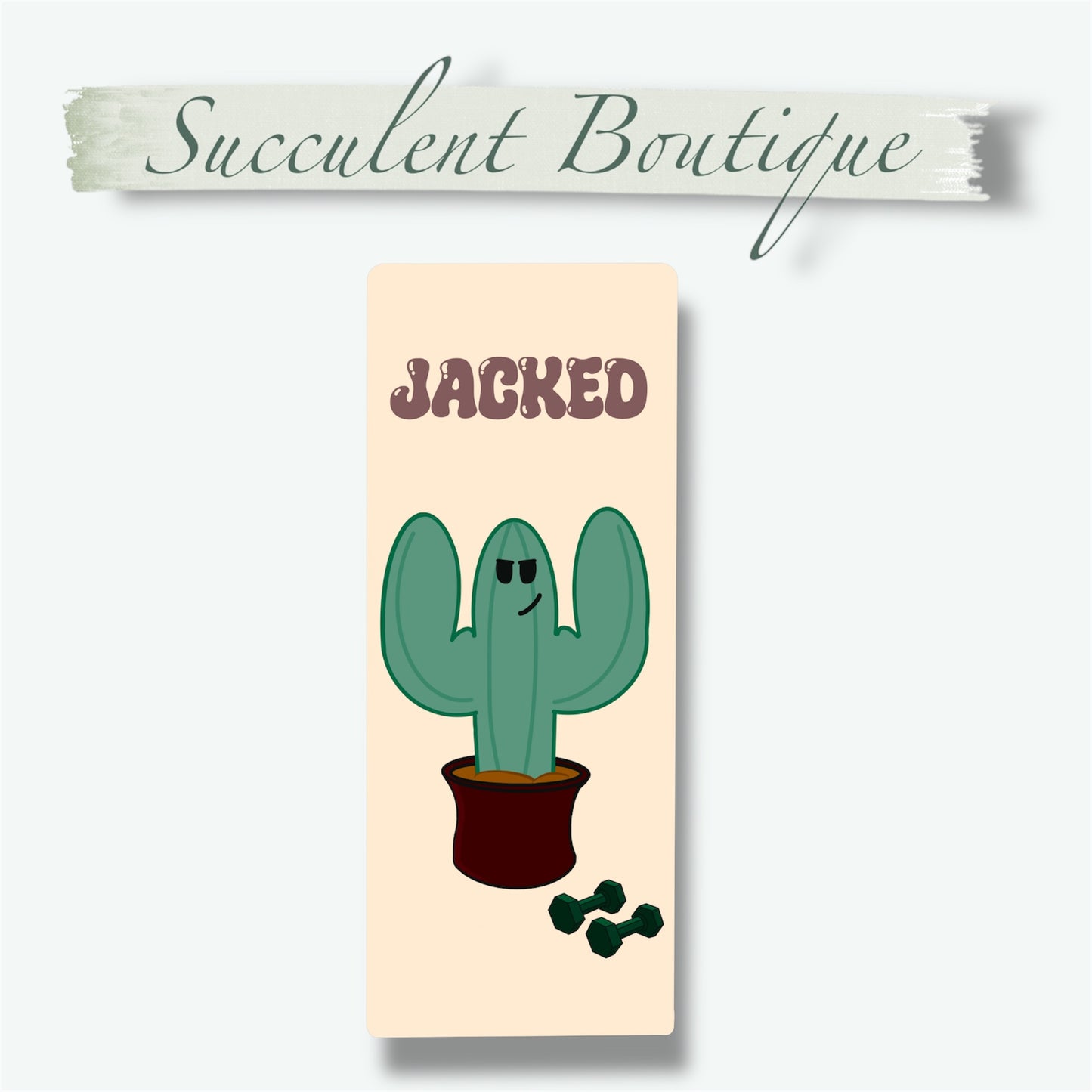 “Jacked” Cactus Jack With Dumbbells Bookmark