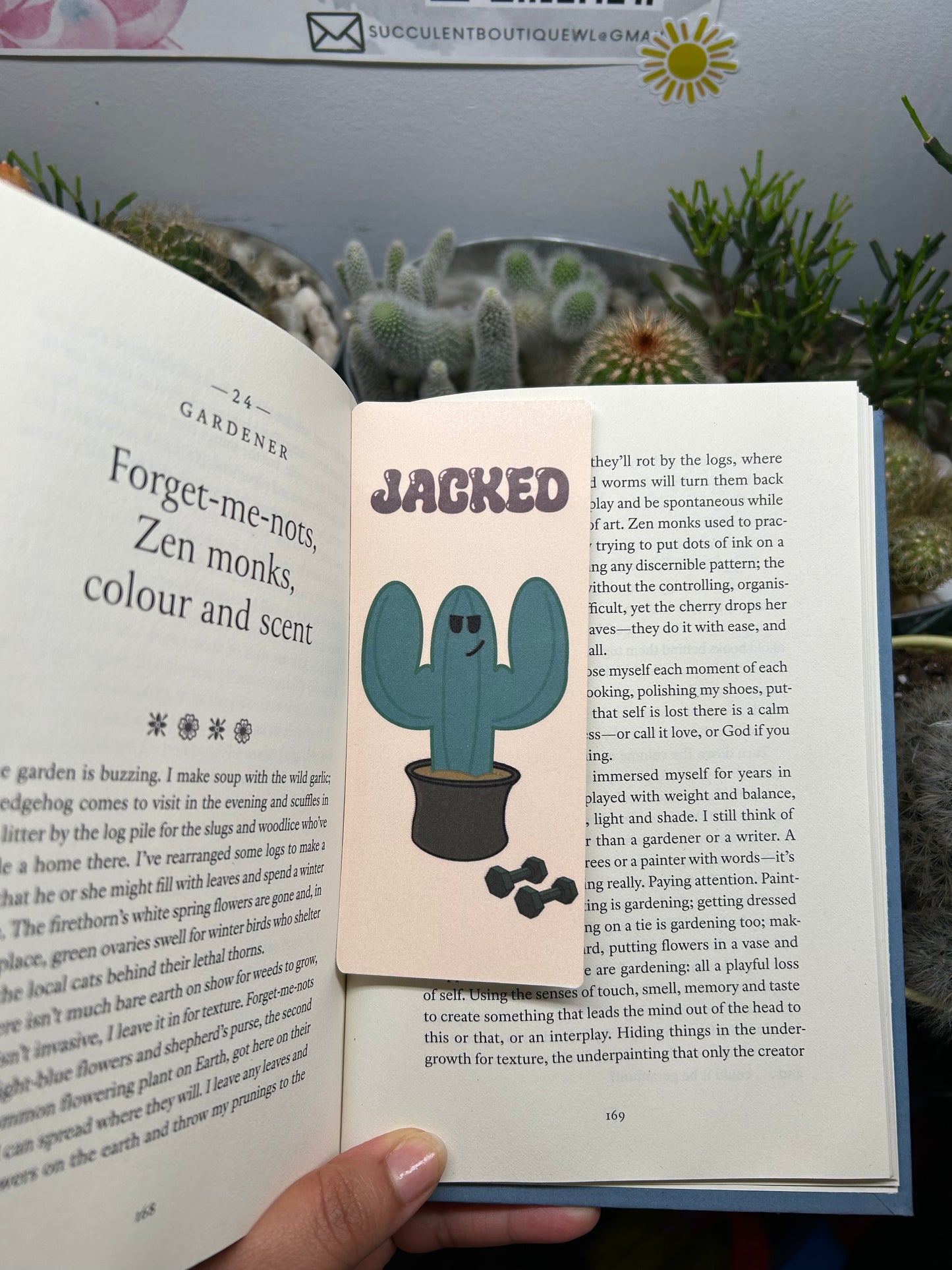 “Jacked” Cactus Jack With Dumbbells Bookmark