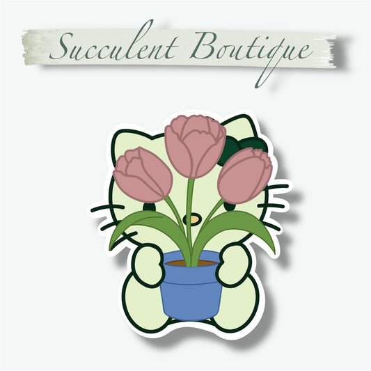 Plant Lover Kitty Sticker