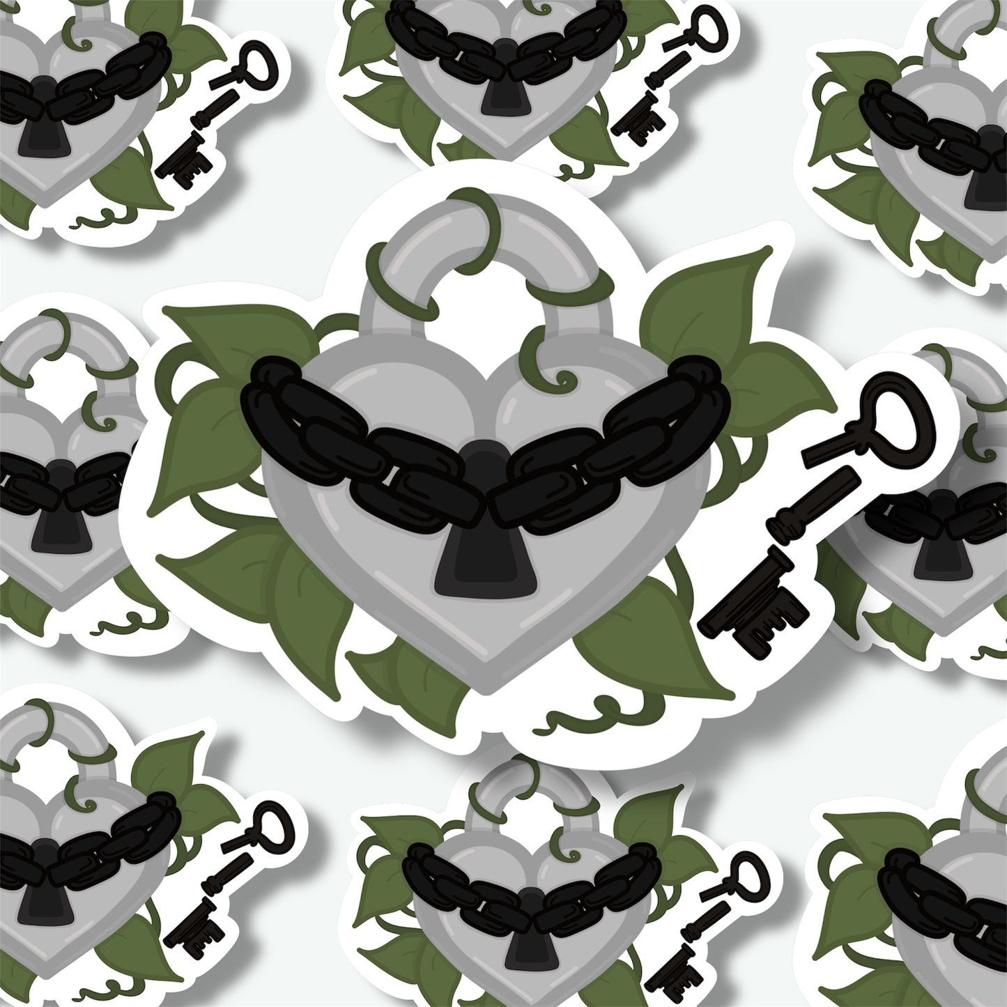 Heart Locket With Broken Key Sticker