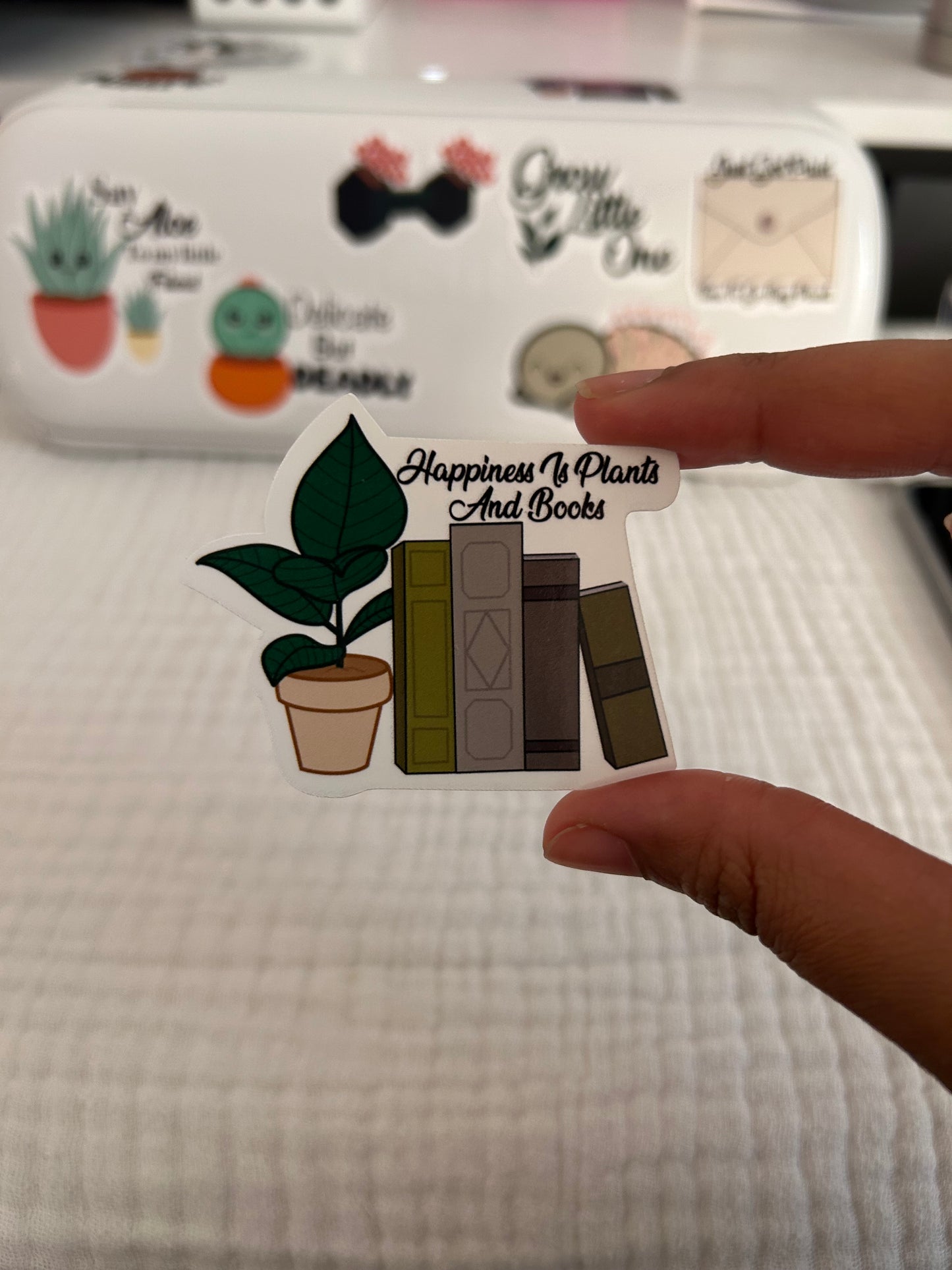 Happiness Is Plants And Books Sticker