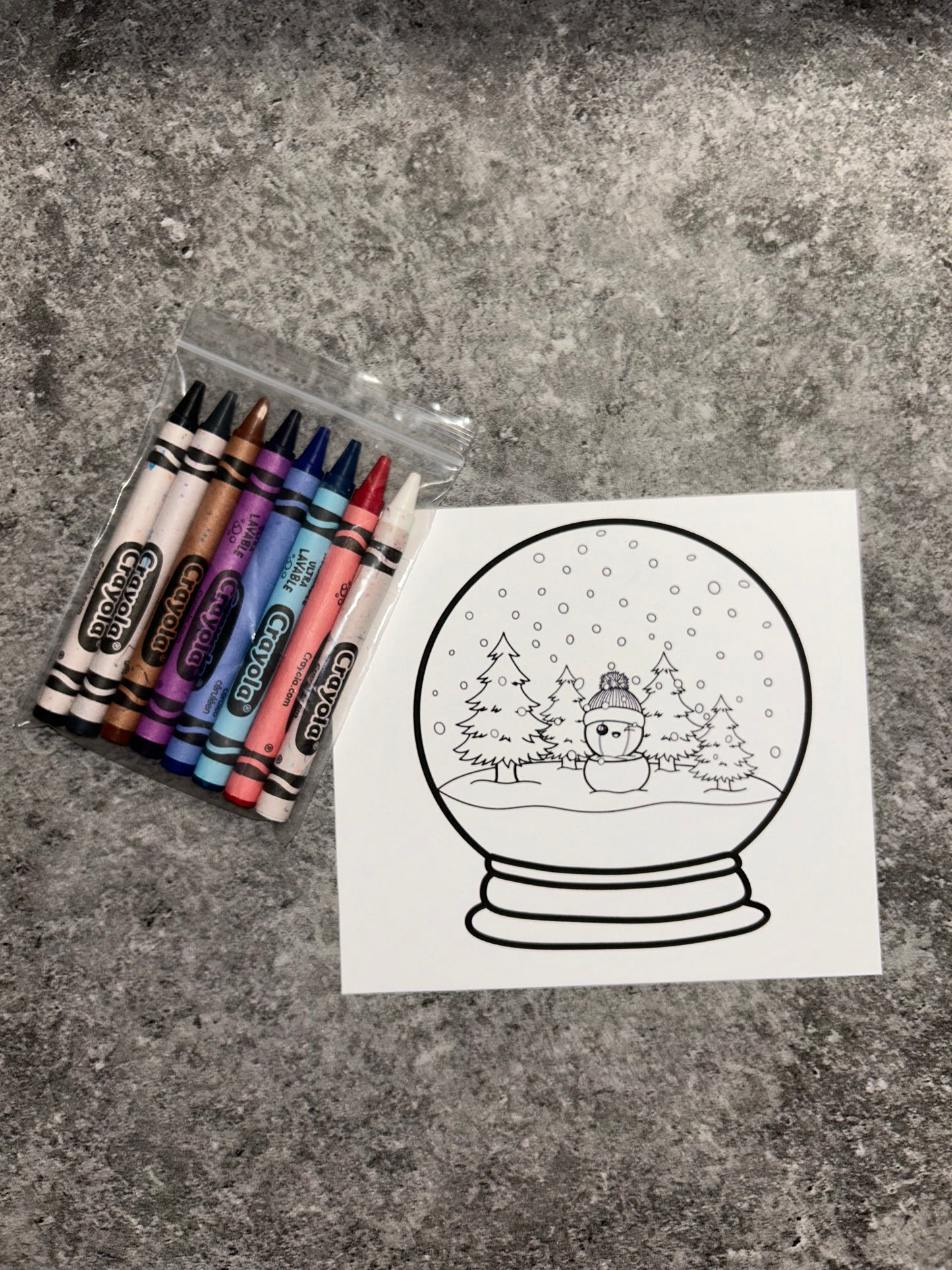 Ruby’s Snow Globe Coloring Card With Crayons