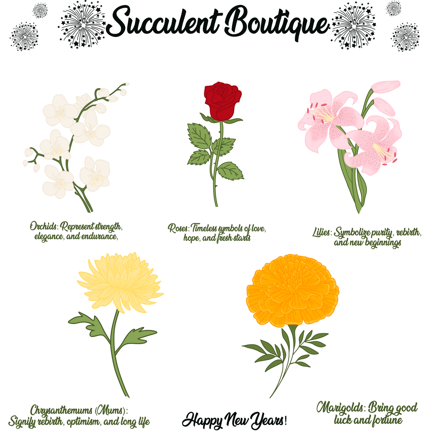 New Years Flowers Sticker Sheet