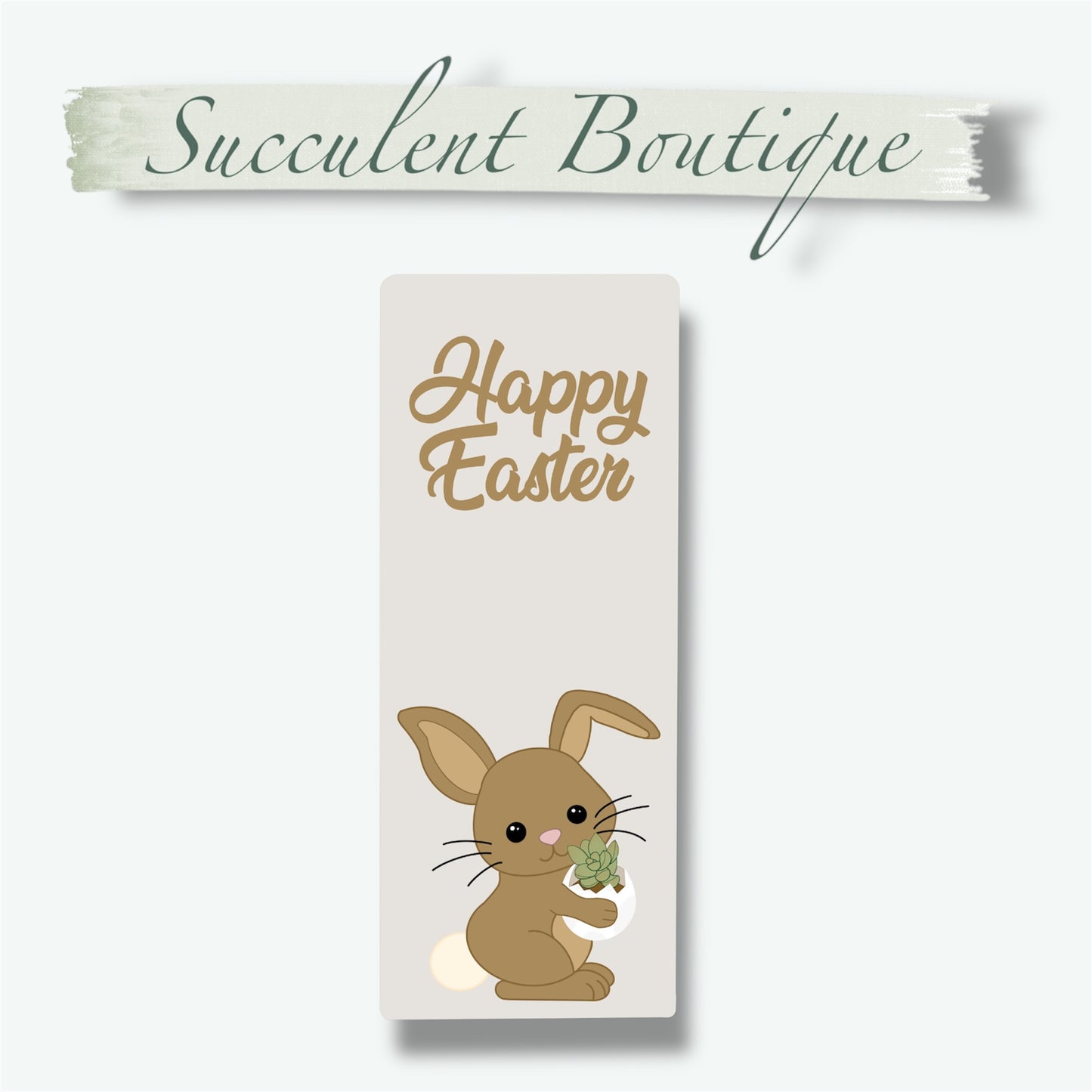Easter Bunny Holding Succulent Egg Bookmark