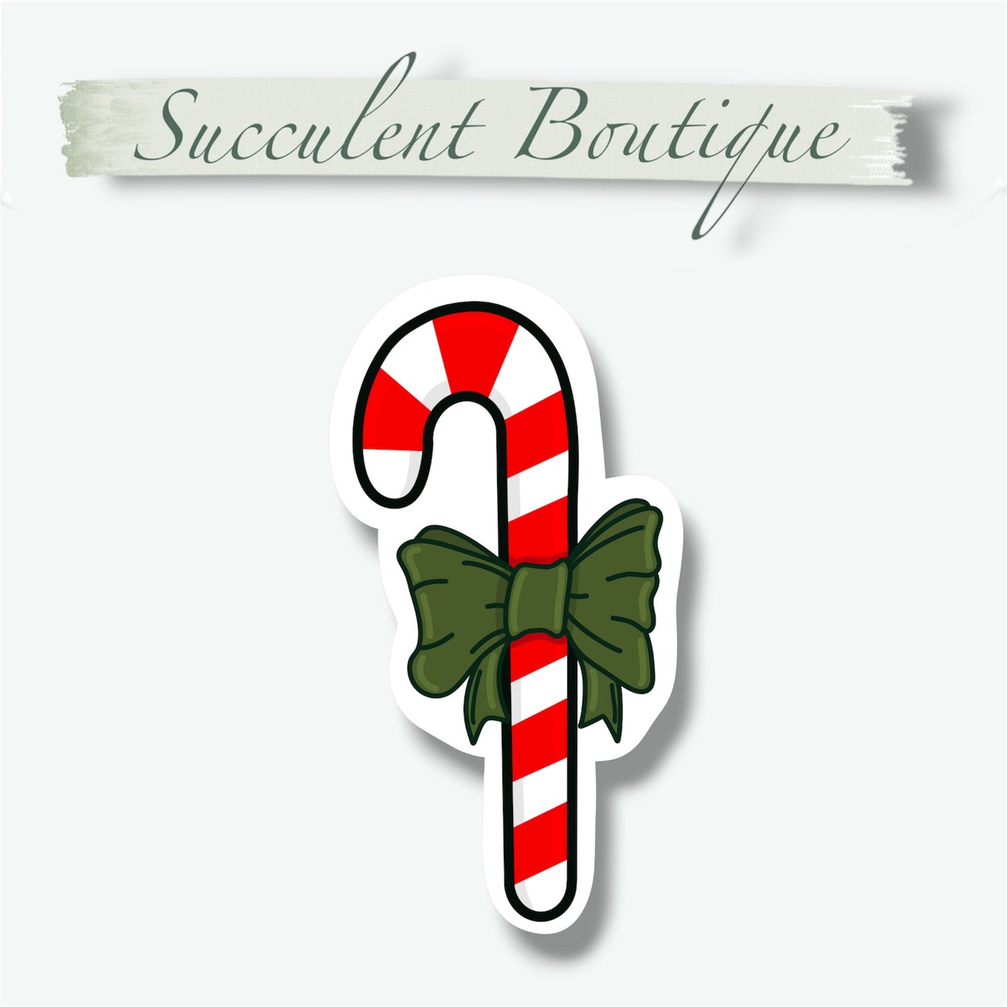Holiday Candy Cane With Bow Sticker