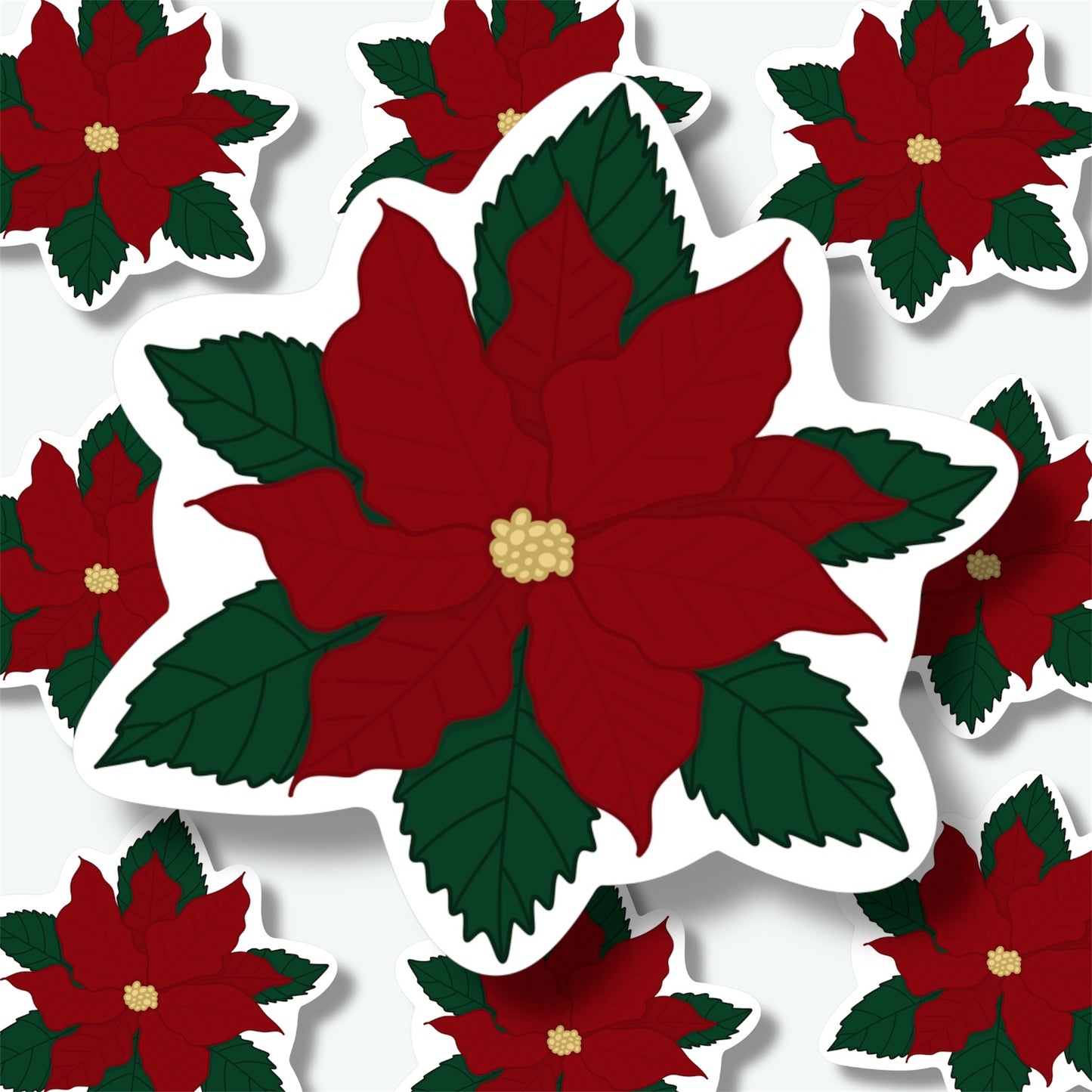 Christmas Poinsettia Sticker