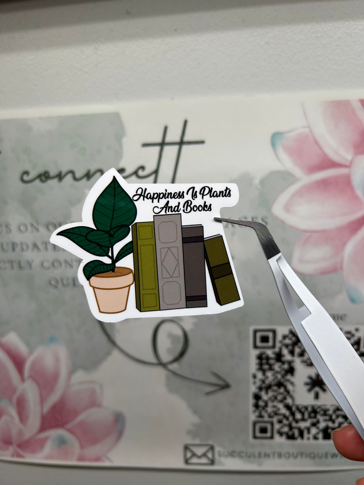 Happiness Is Plants And Books Sticker