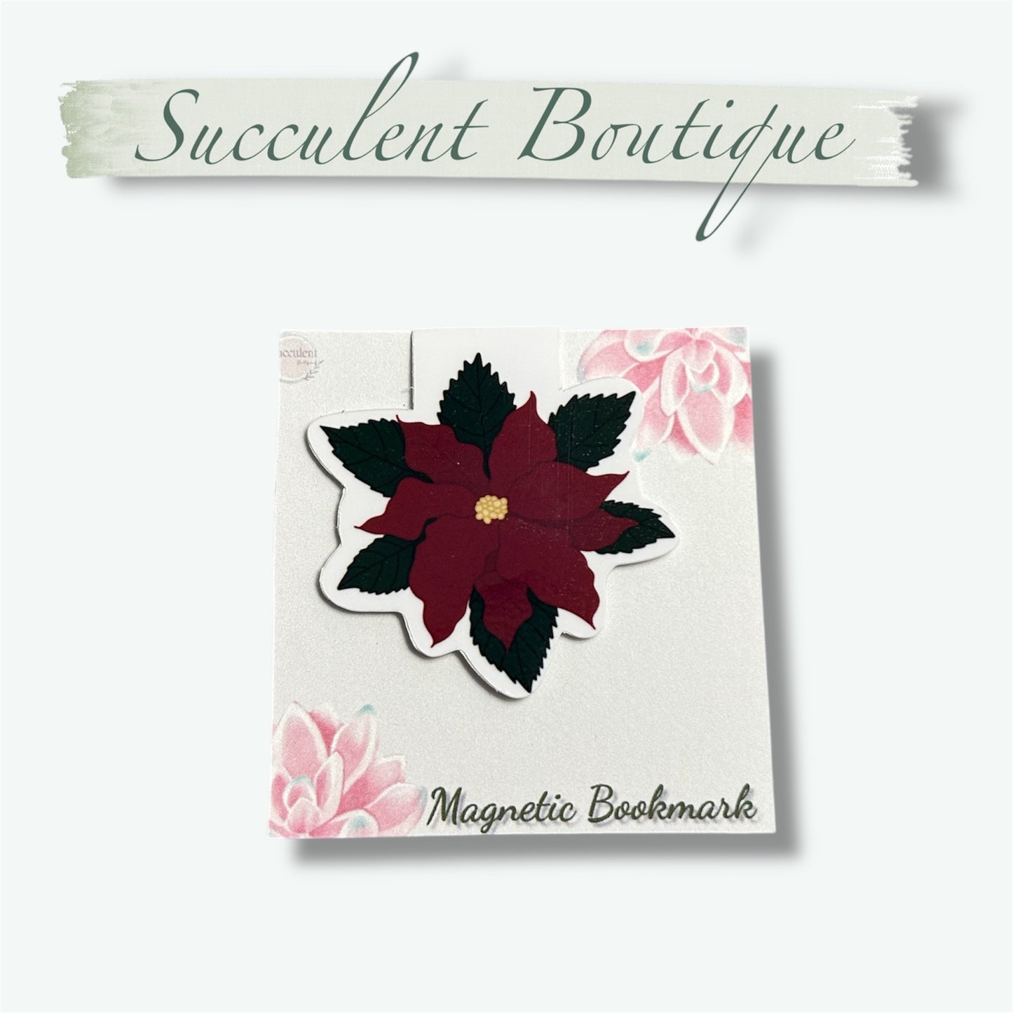 Christmas Poinsettia Magnetic Bookmark