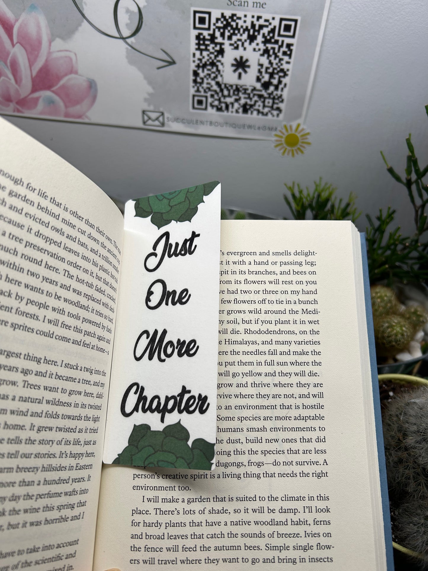 Just One More Chapter | Green Echeveria Bookmark