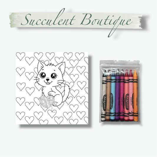 Valentines Day Coloring Card With Crayons